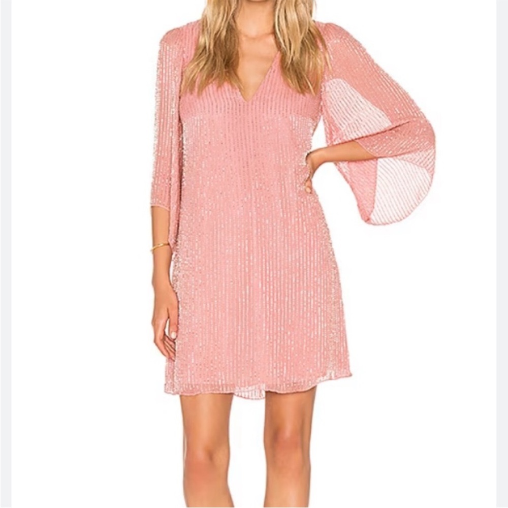ALICE + OLIVIA Tammin Sequin Mini Dress Pink Small